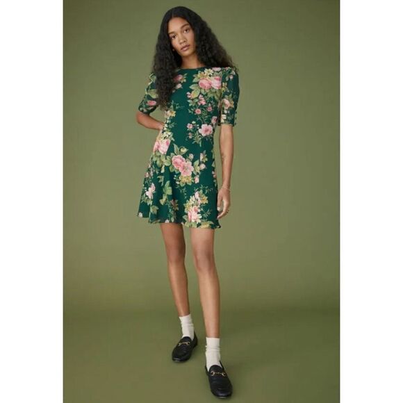 Reformation Bard Floral Mini Dress Size 4 - Picture 1 of 9